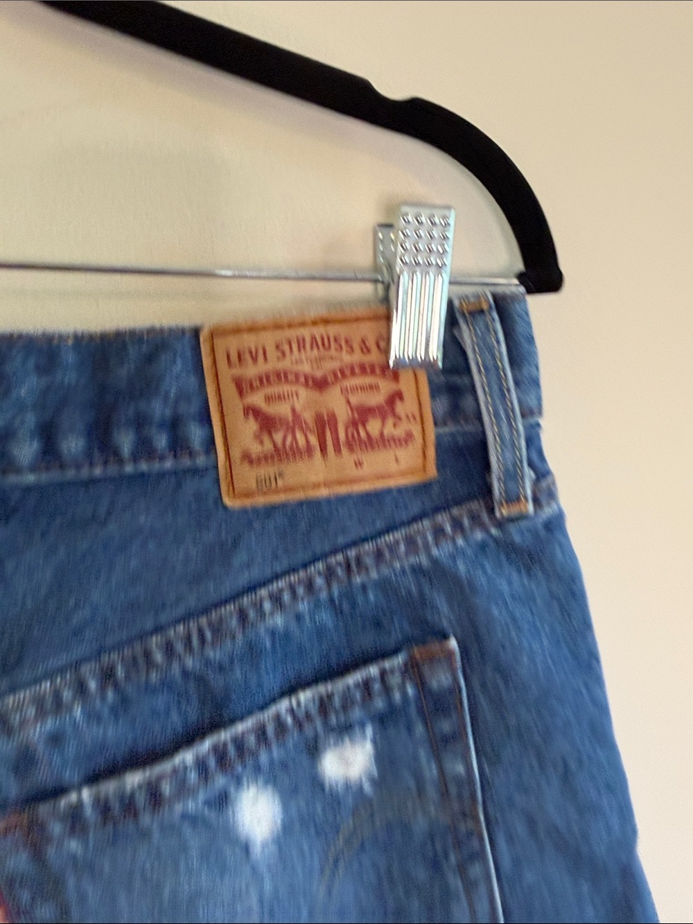 Levi's Distressed Blue Denim Cutoff Shorts - Picture 2 of 7